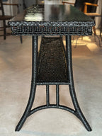 1930s Black Wicker Console Table