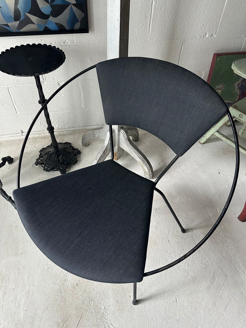 Pair of 50s hoop chairs in dark denim