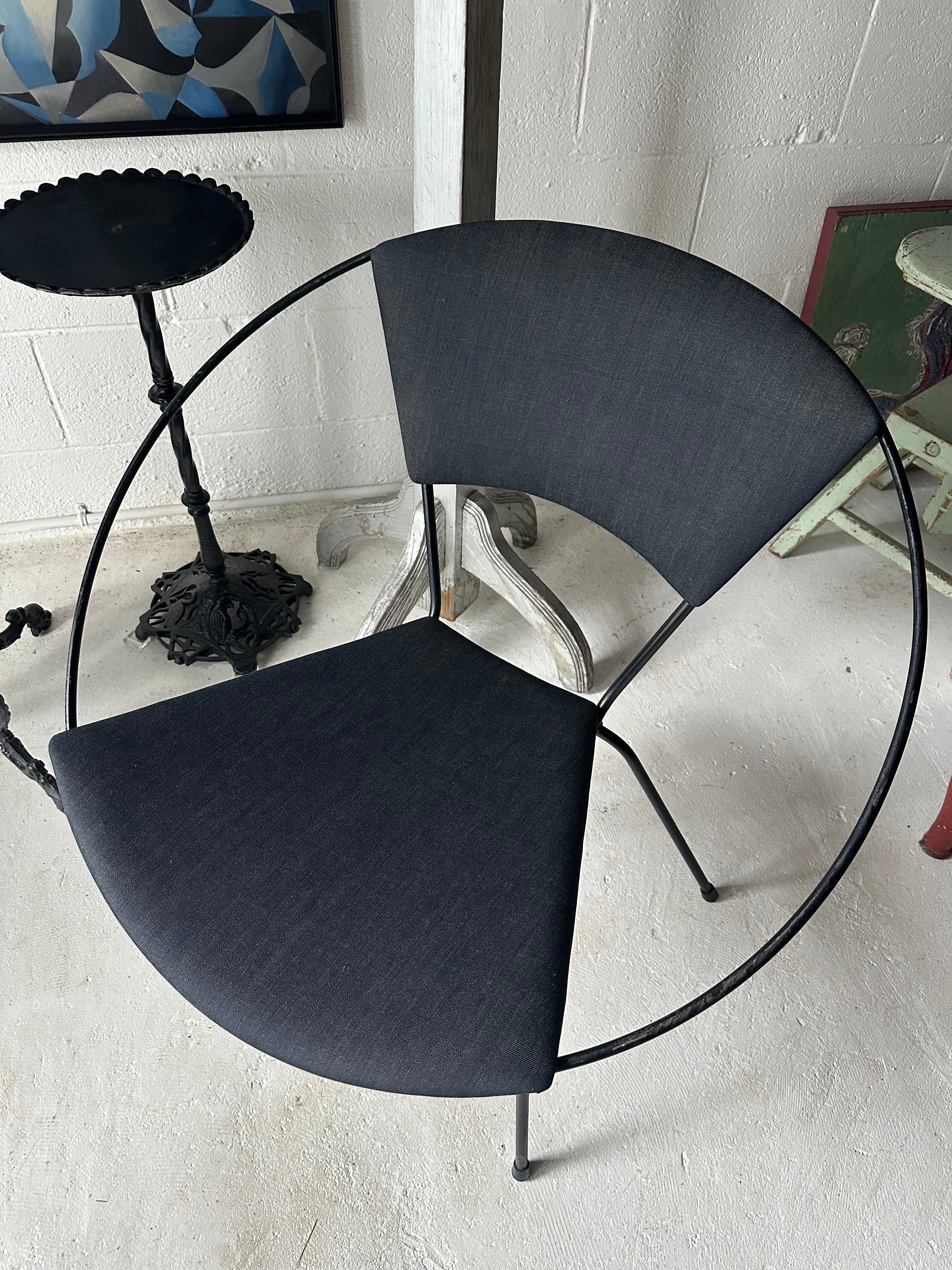 Pair of 50s hoop chairs in dark denim