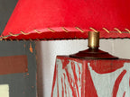 Red and Gray Folk Art Table Lamp
