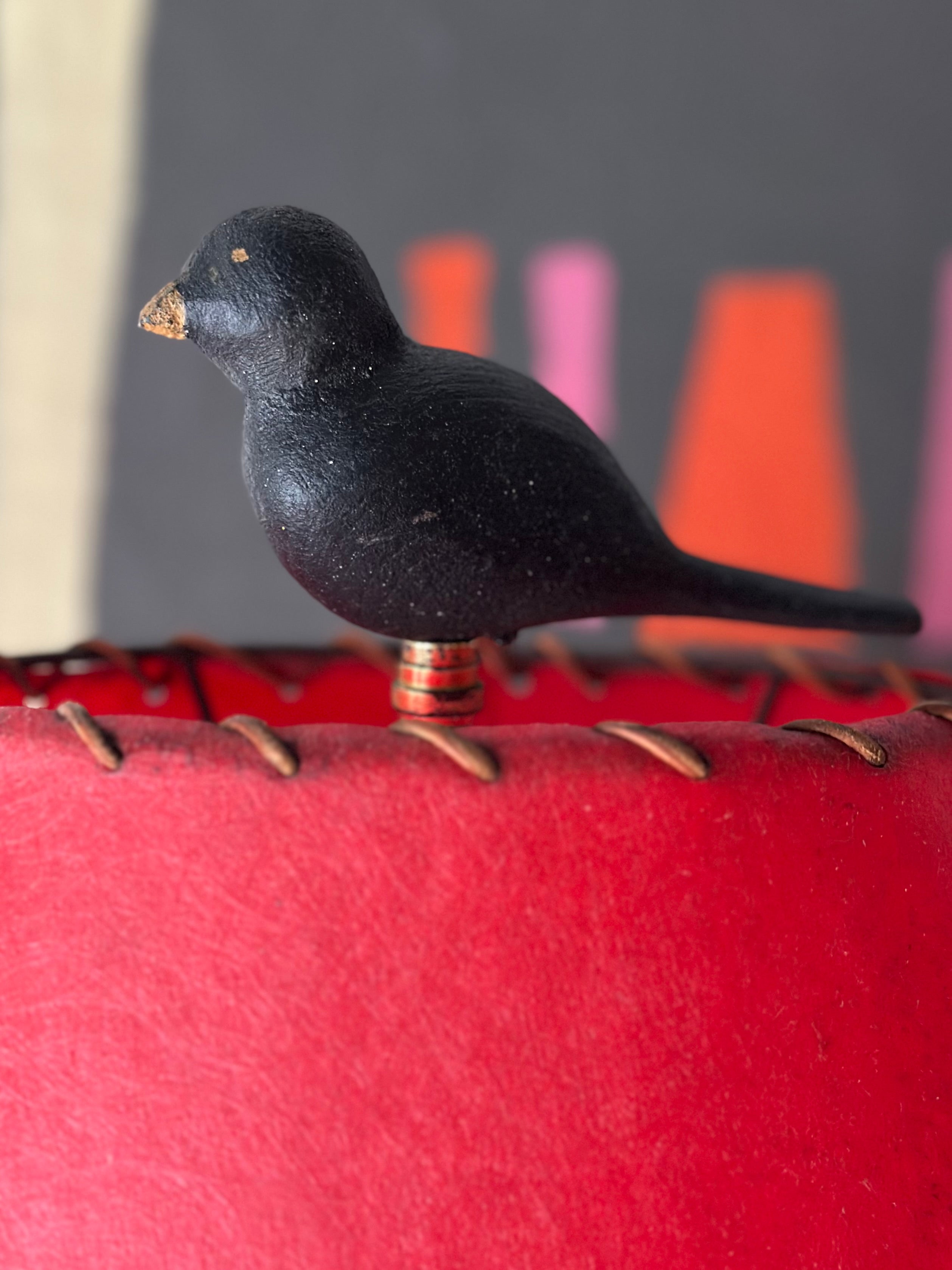 Red and Gray Folk Art Table Lamp