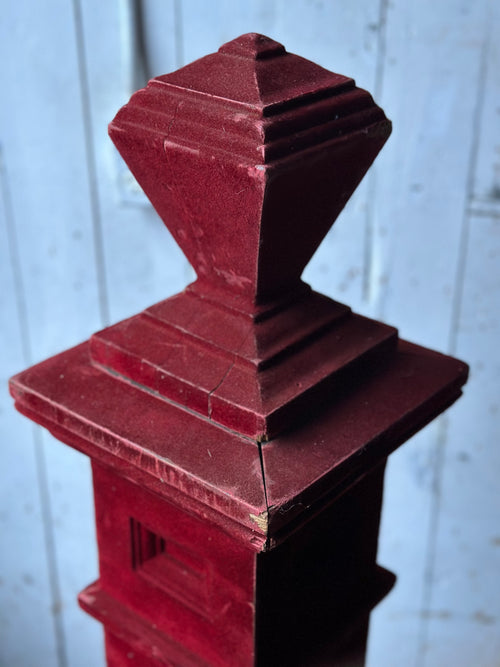 Red Flocked Newel Post