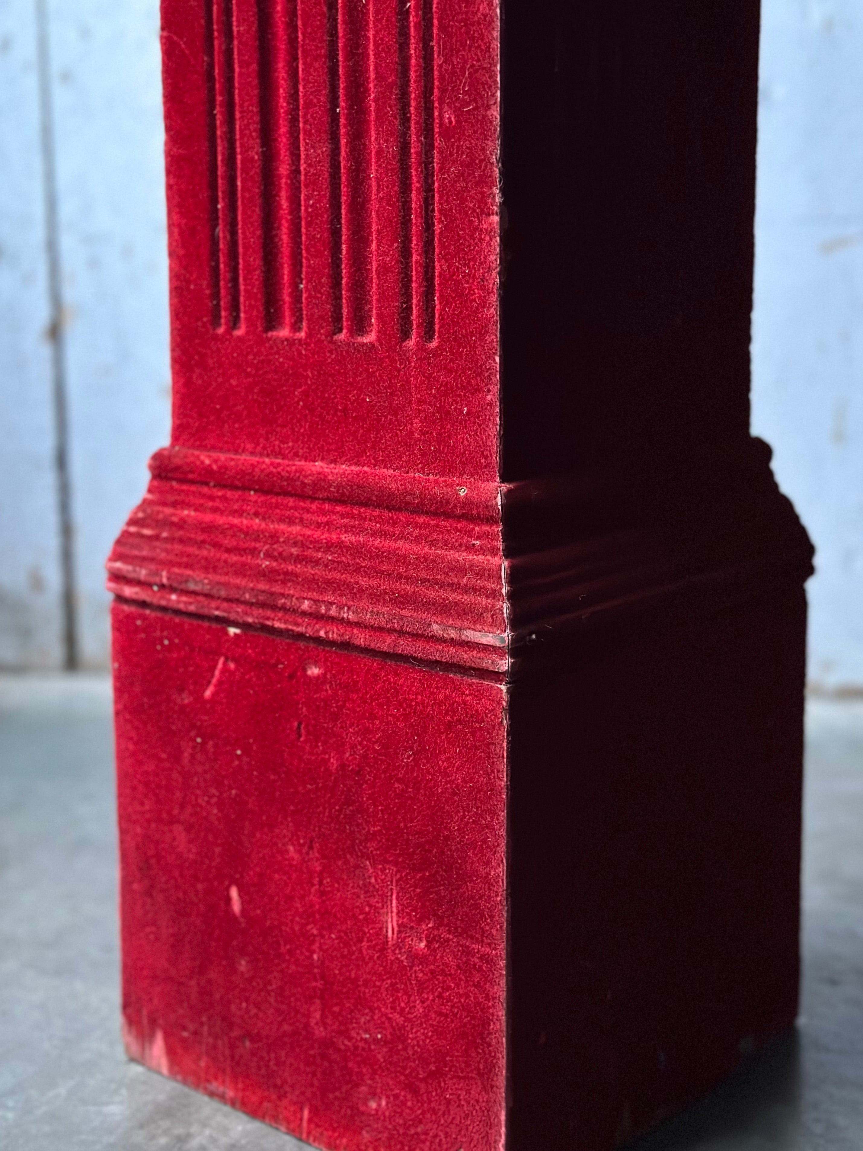 Red Flocked Newel Post