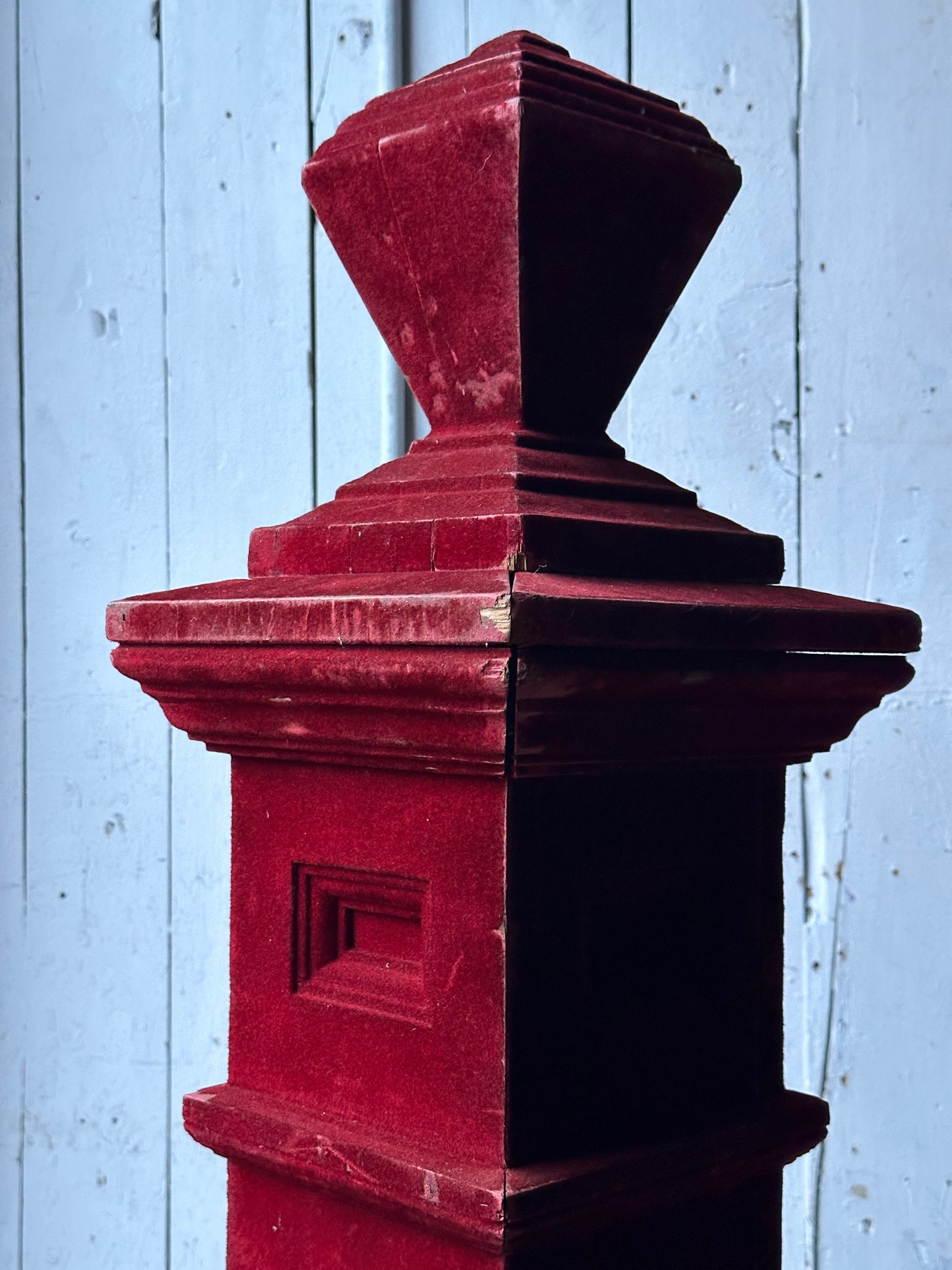 Red Flocked Newel Post