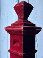 Red Flocked Newel Post