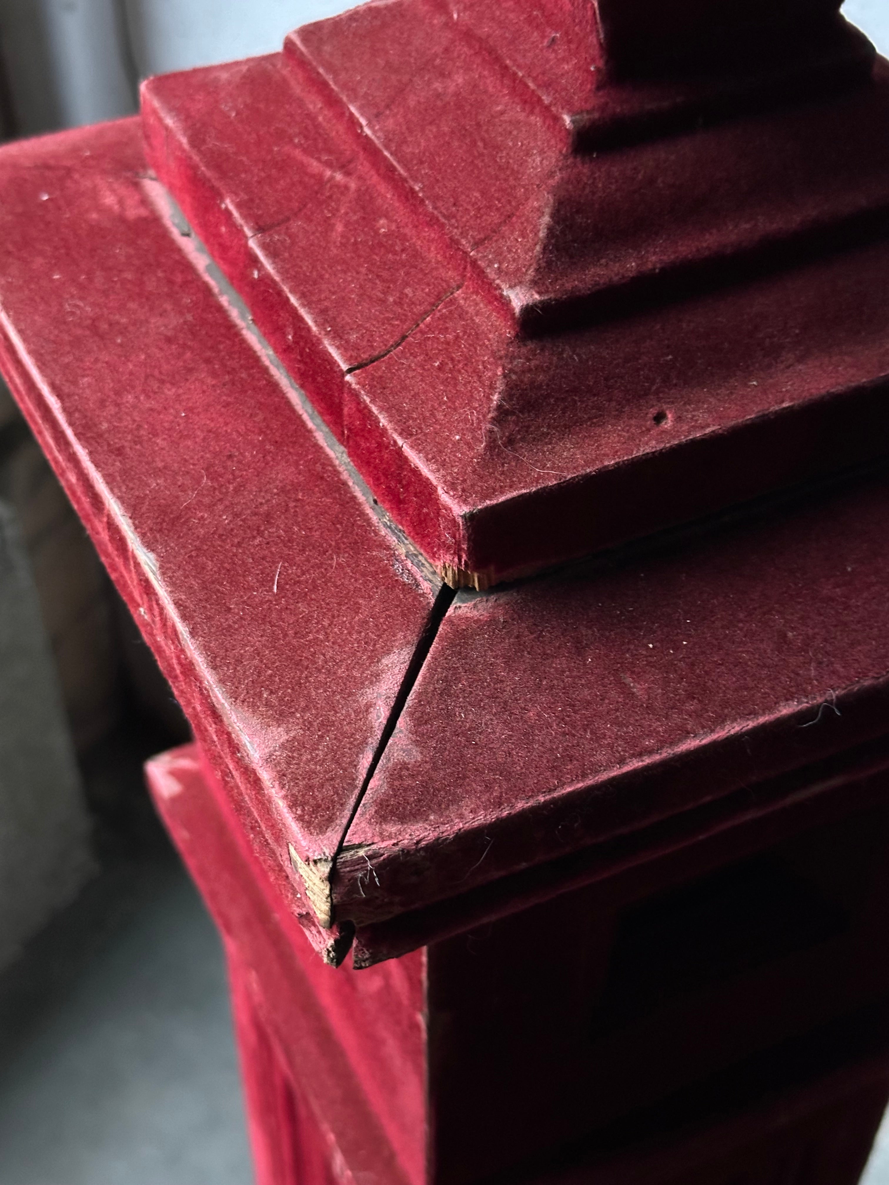 Red Flocked Newel Post