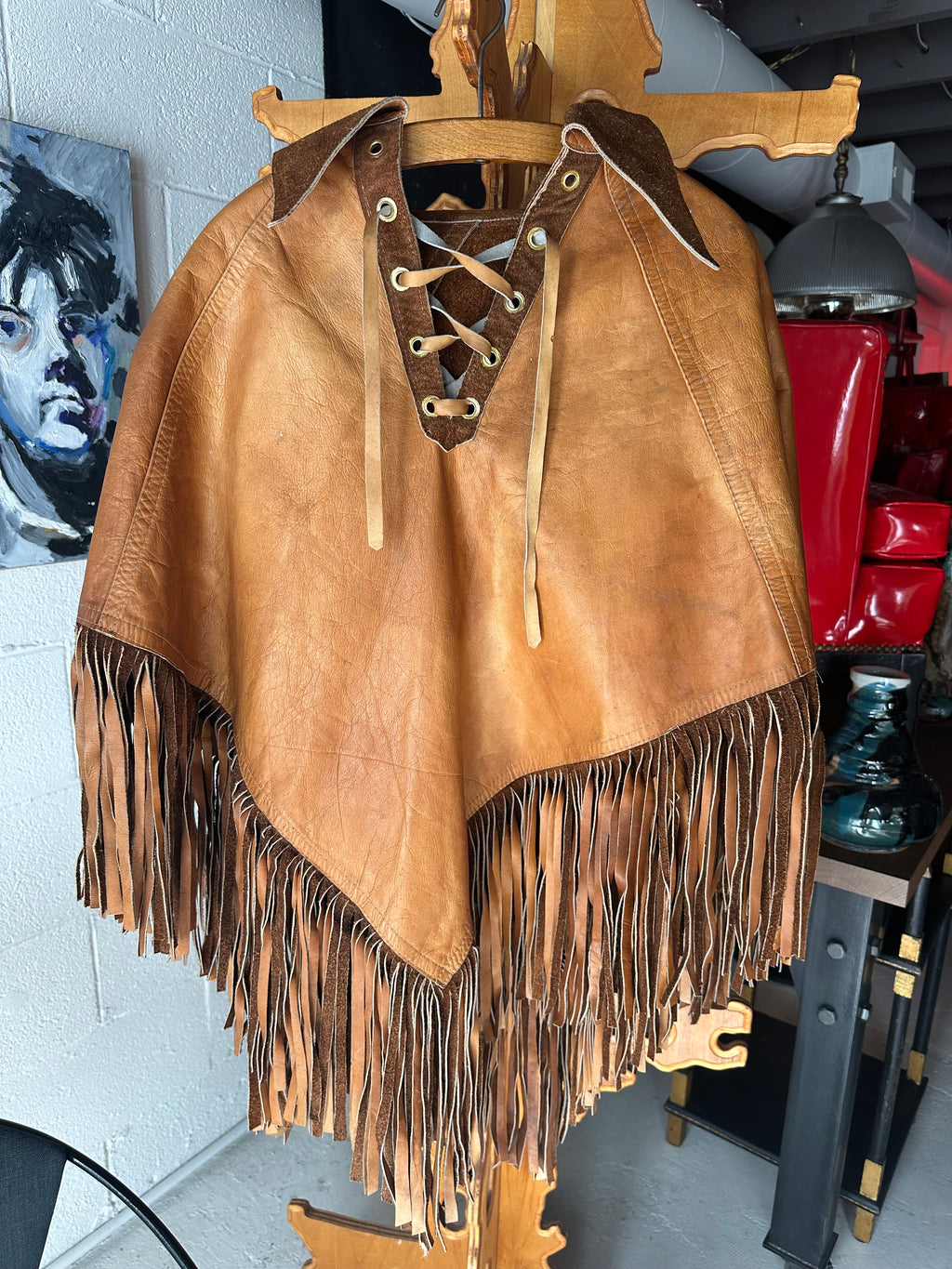 70’s Leather Poncho
