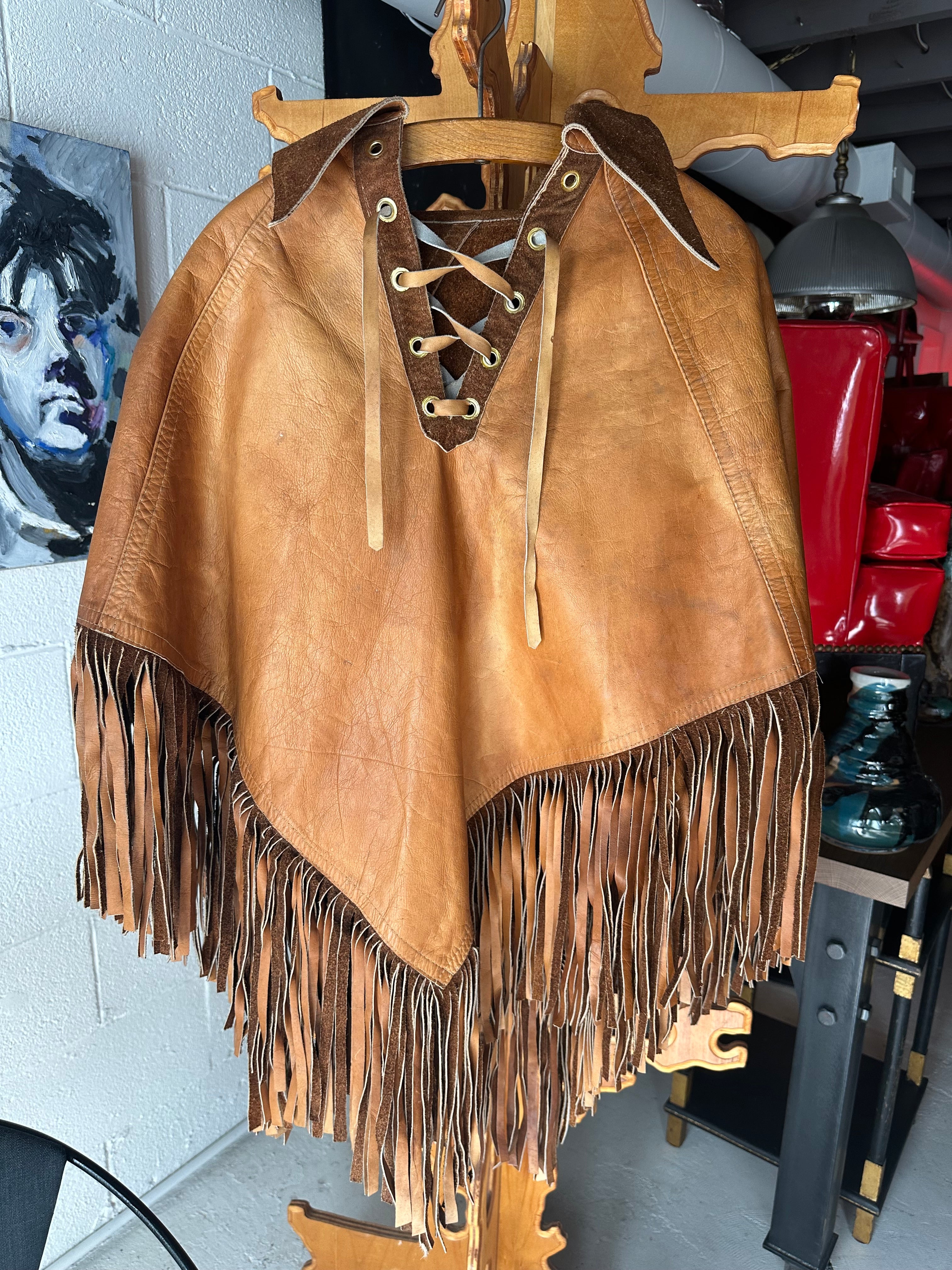 70’s Leather Poncho