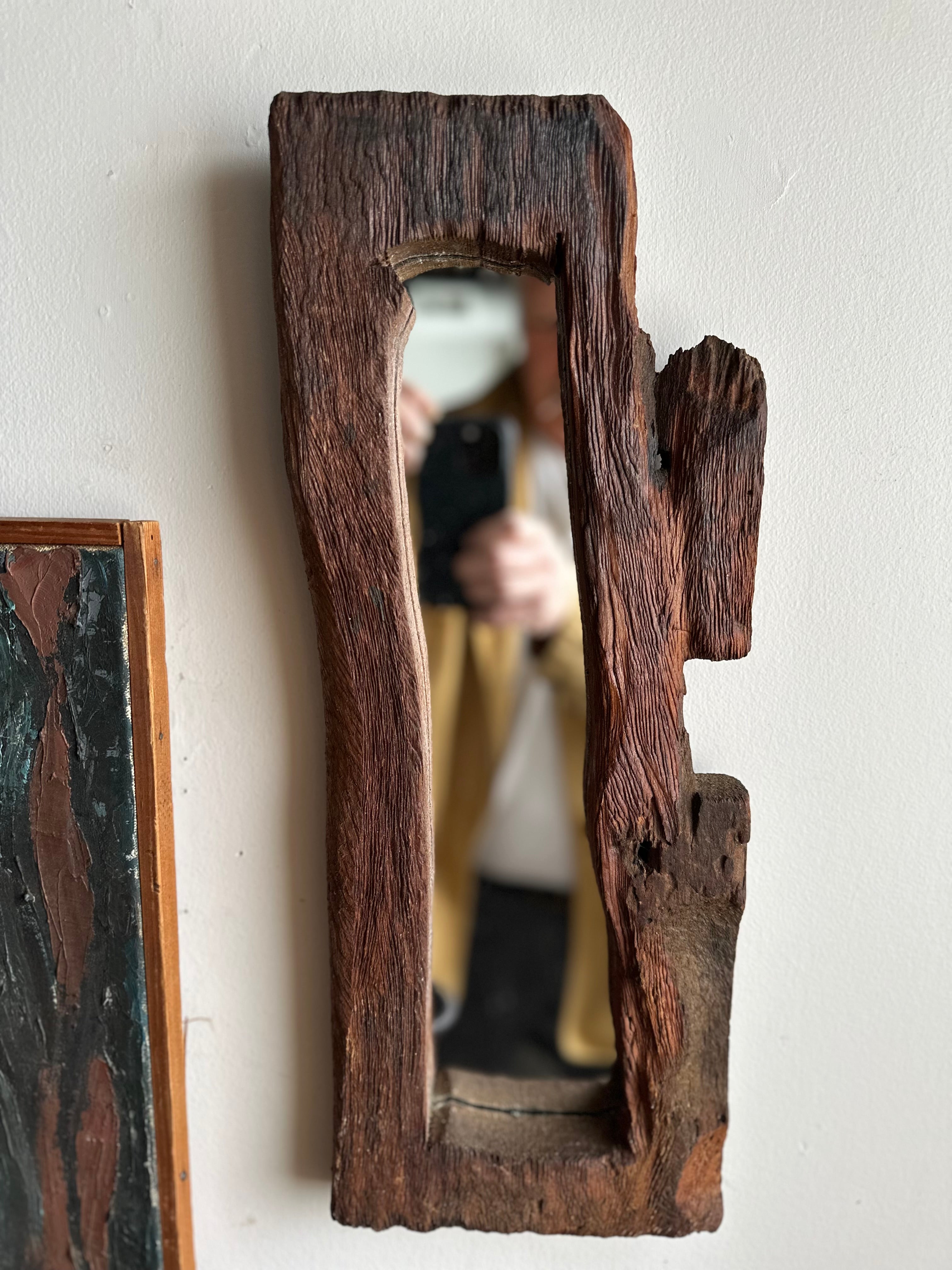 Hand Carved 1960’d Rectangular Mirror