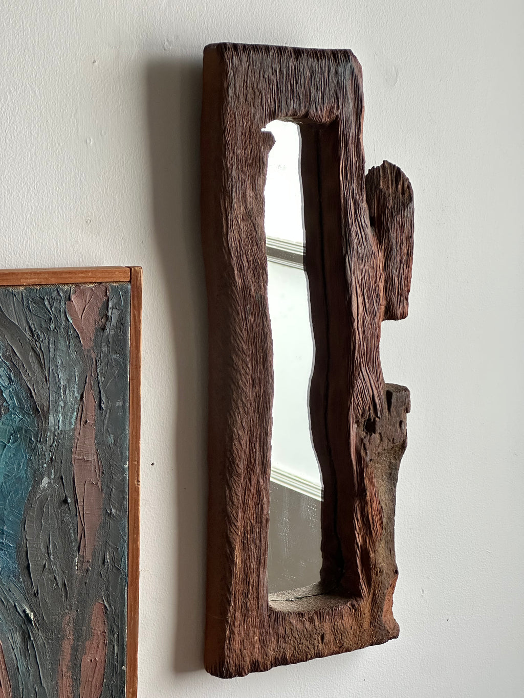 Hand Carved 1960’d Rectangular Mirror