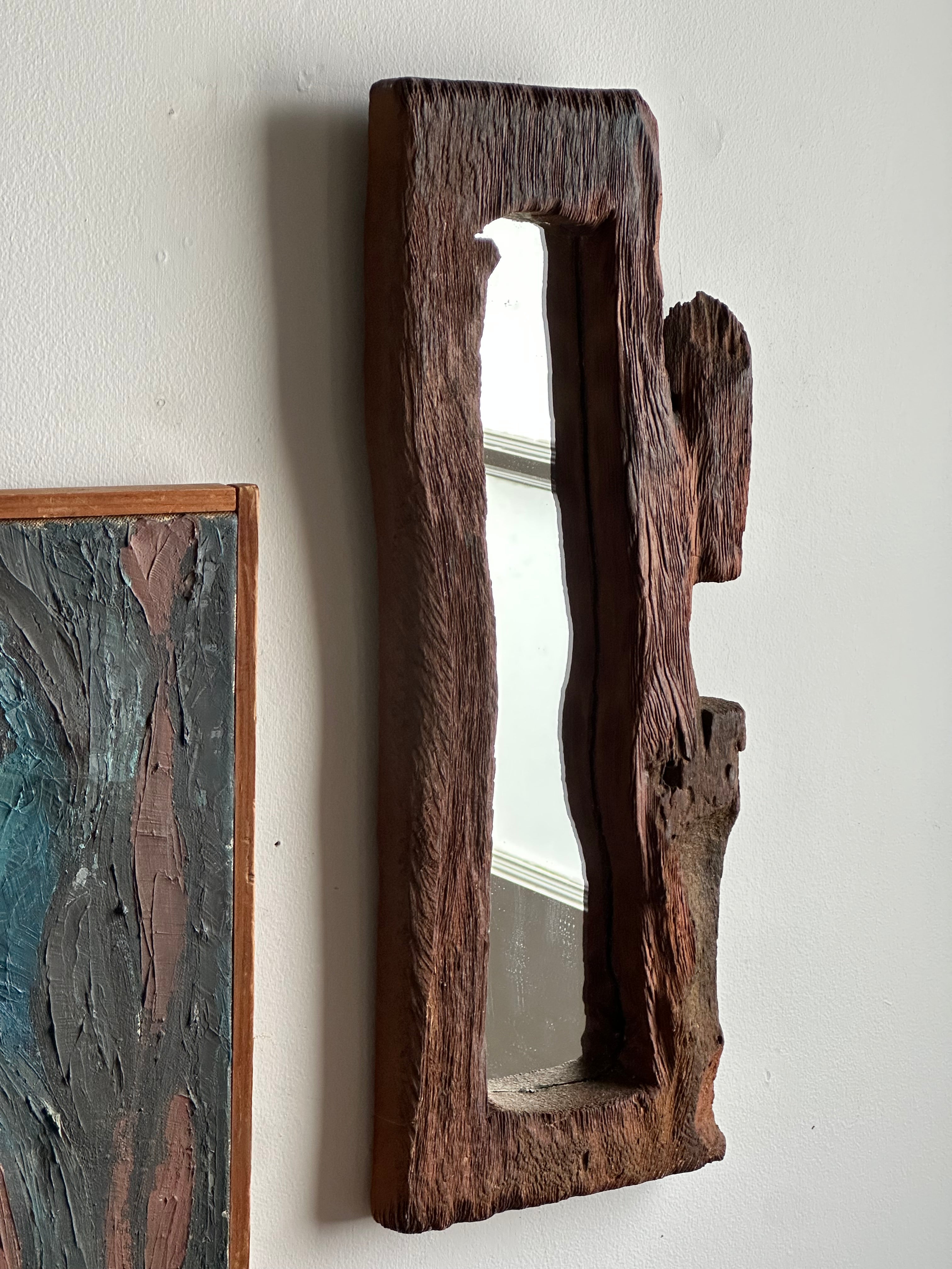 Hand Carved 1960’d Rectangular Mirror