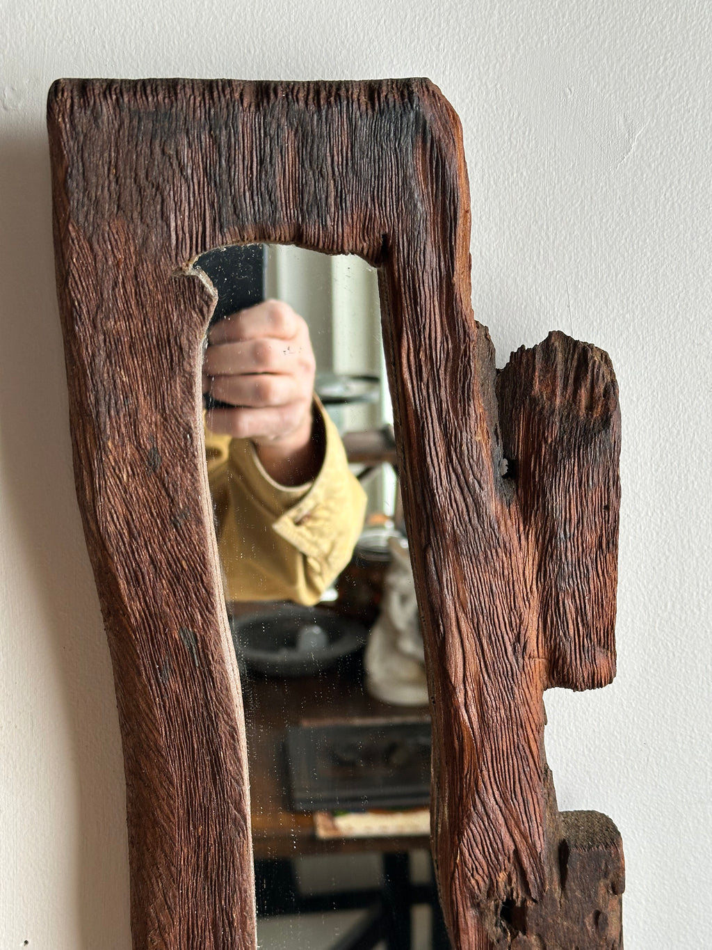 Hand Carved 1960’d Rectangular Mirror