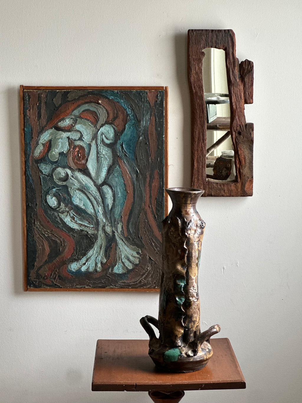 Hand Carved 1960’d Rectangular Mirror