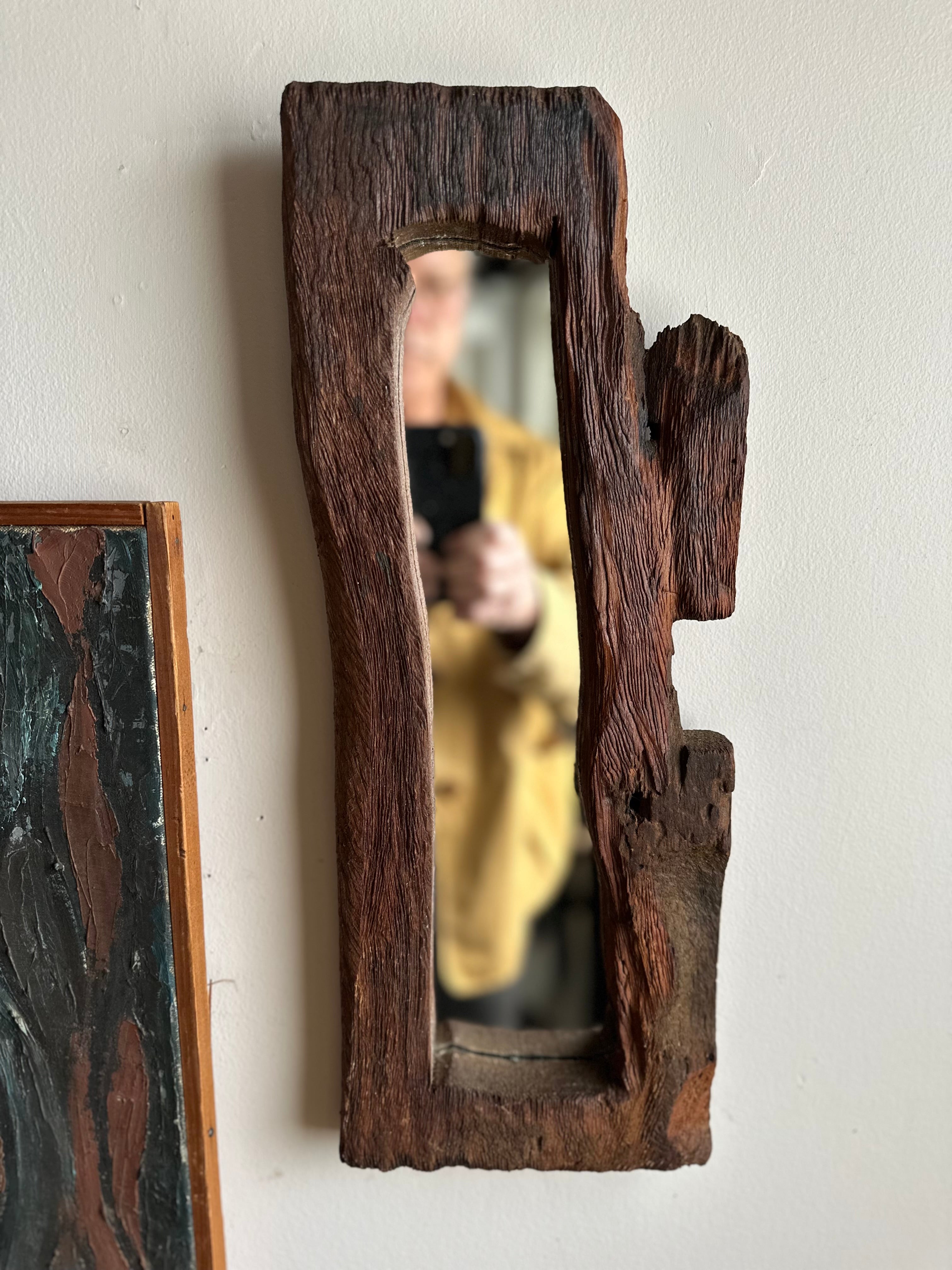 Hand Carved 1960’d Rectangular Mirror