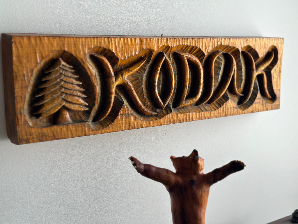 Carved Kodiak Sign