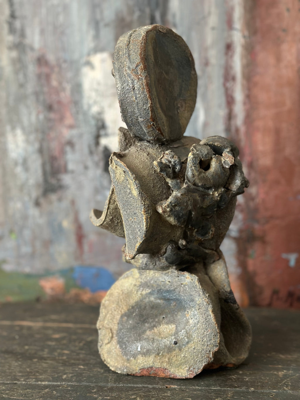 Slab Ceramic Mother and Child Sculpture