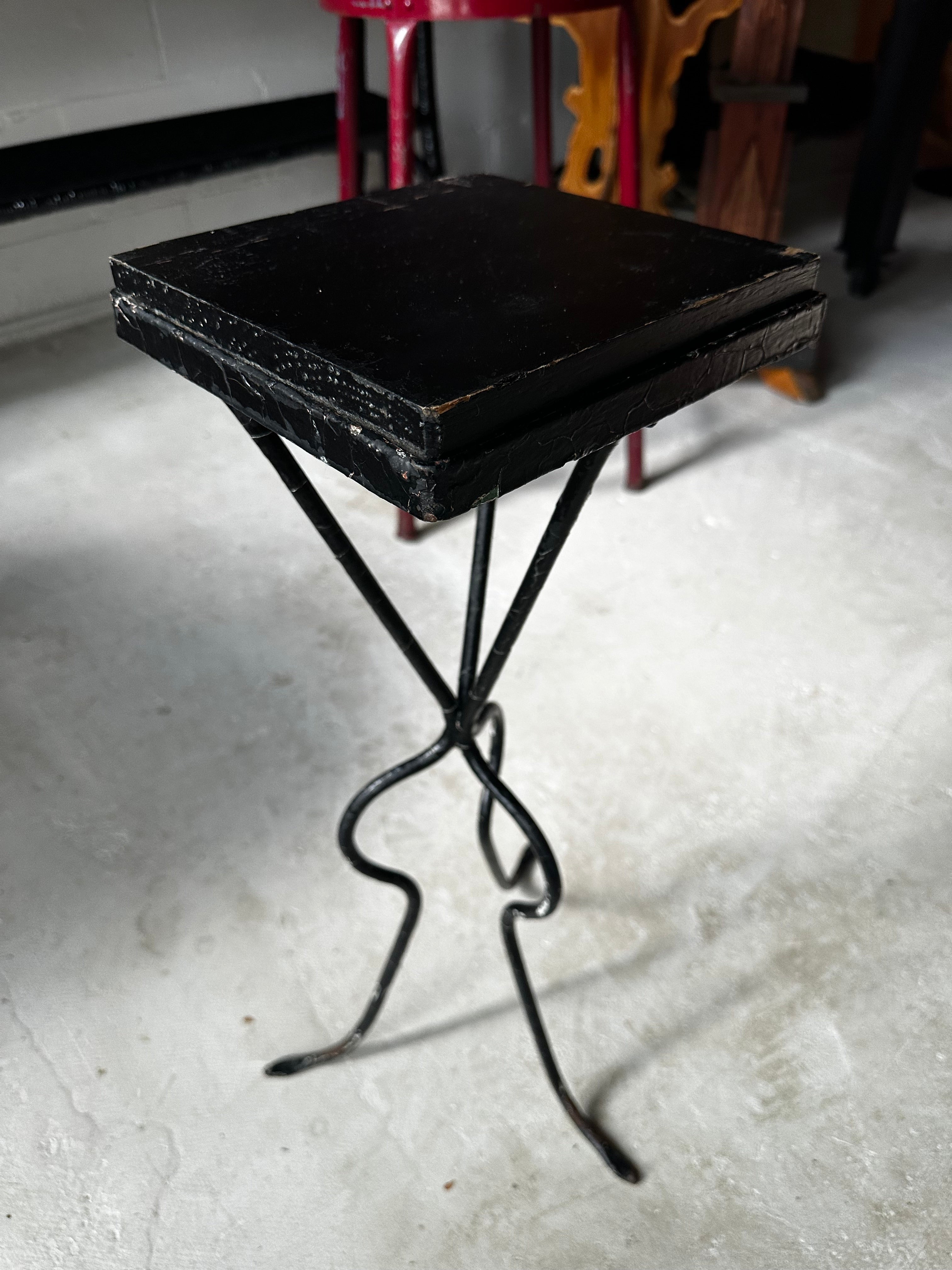 Black Wood Top Side Table