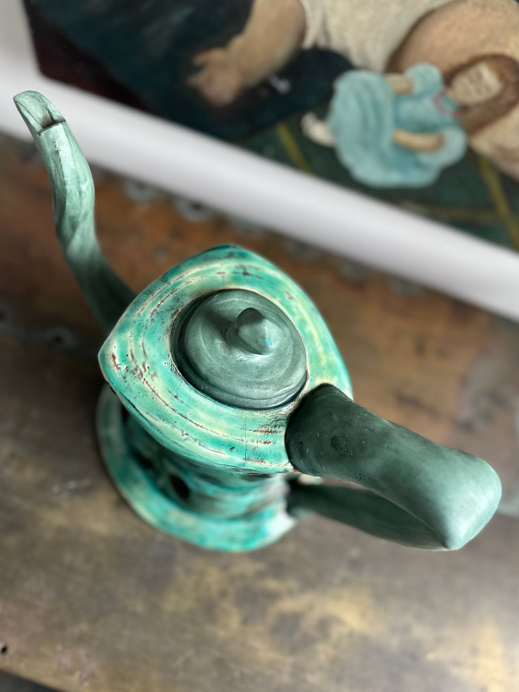 Green Ceramic Teapot