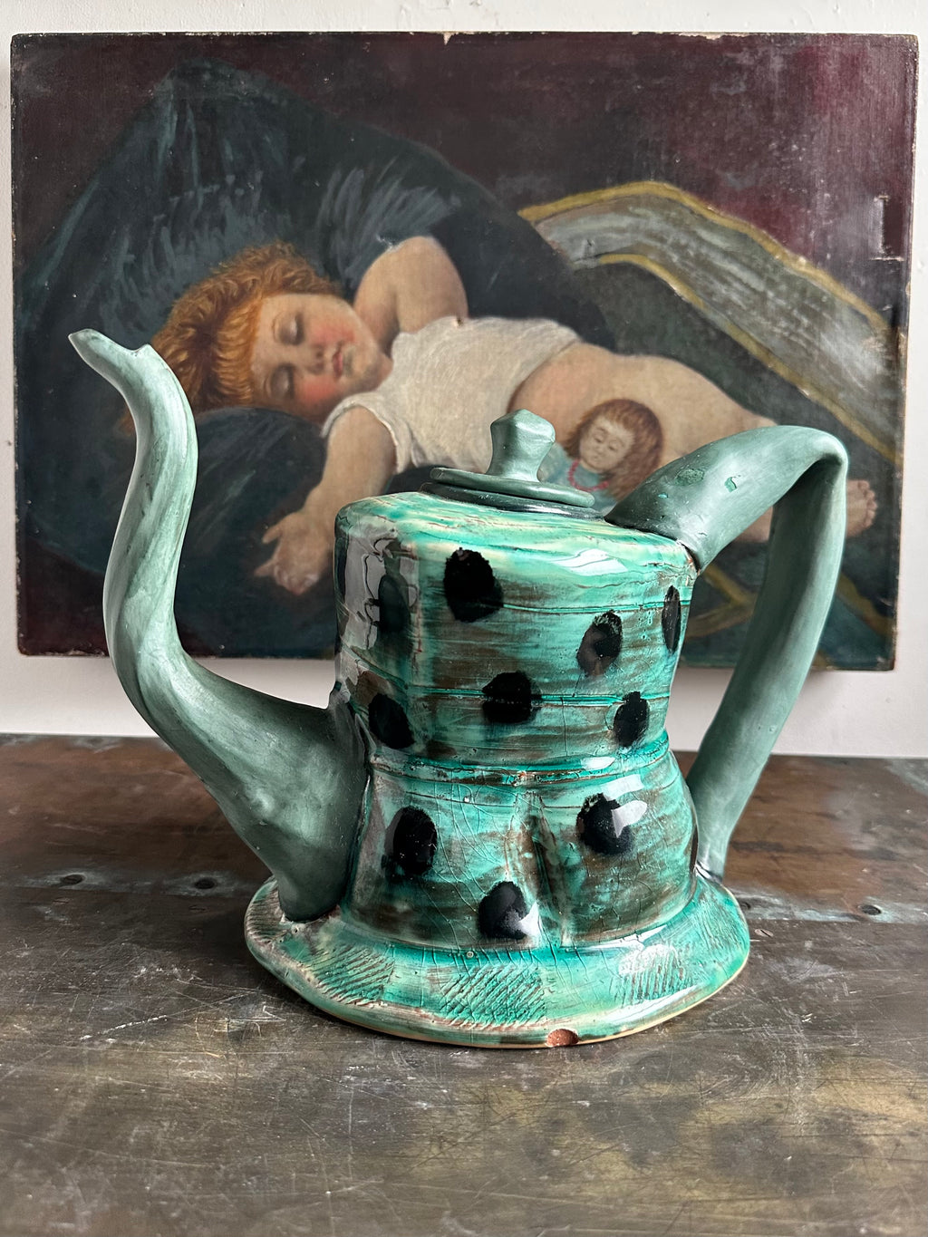 Green Ceramic Teapot