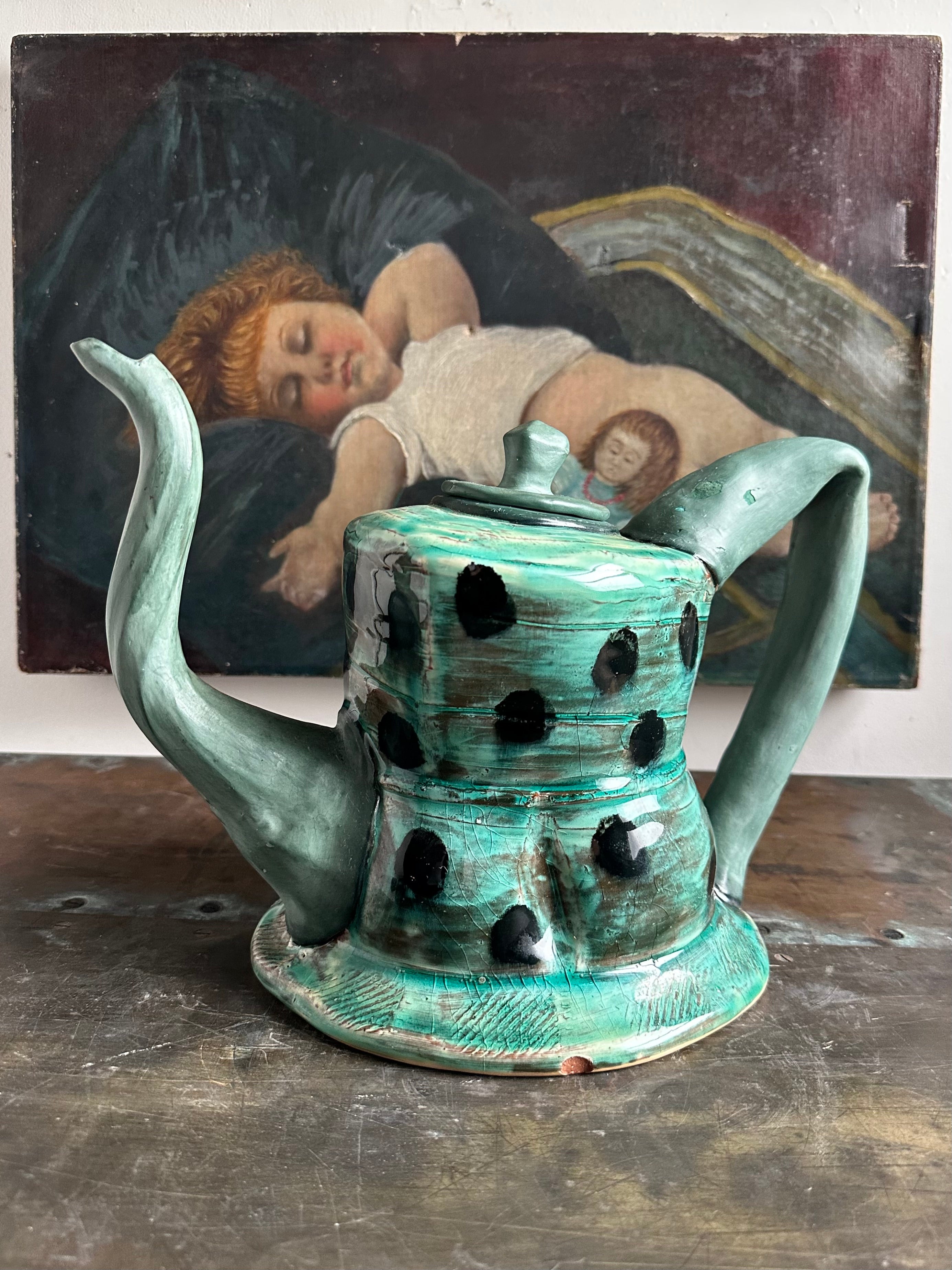 Green Ceramic Teapot