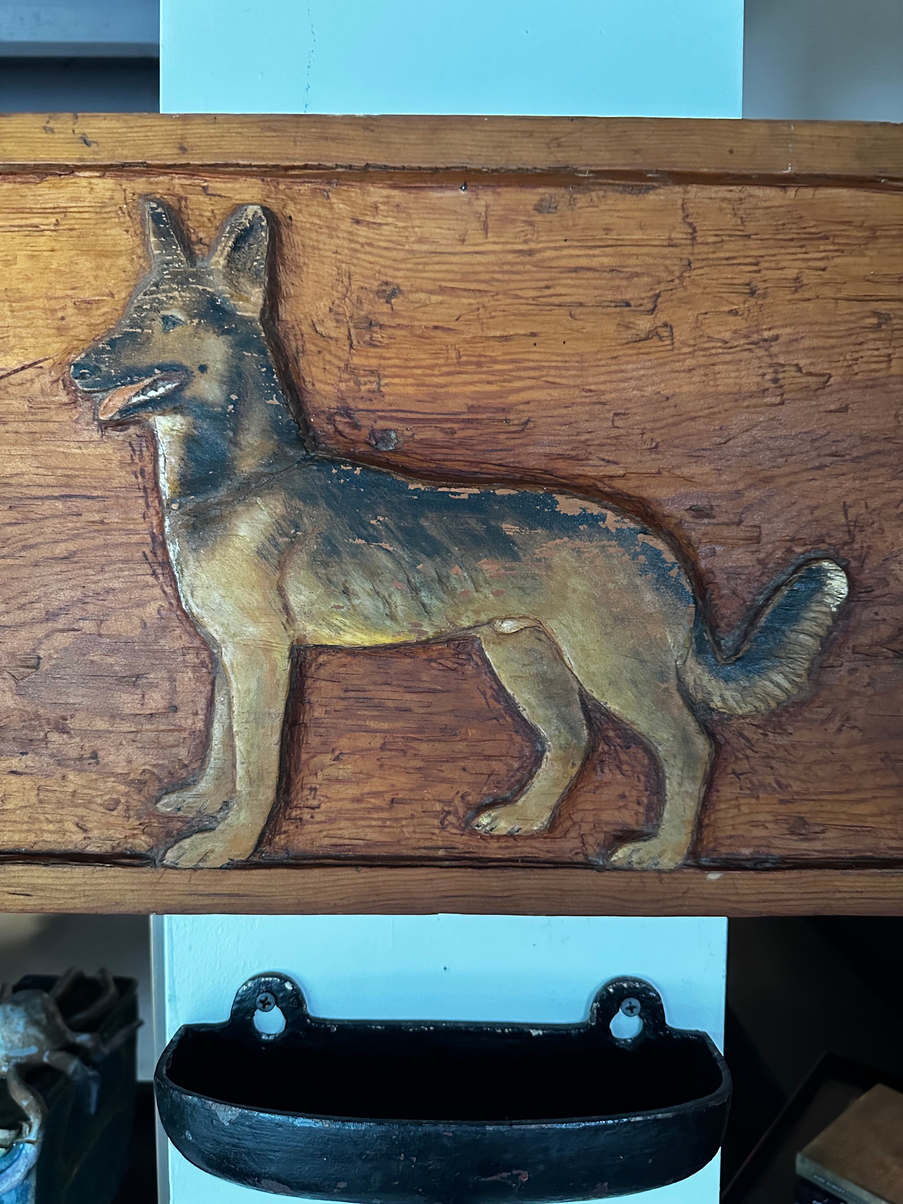 Carved Wooden German Shepherd