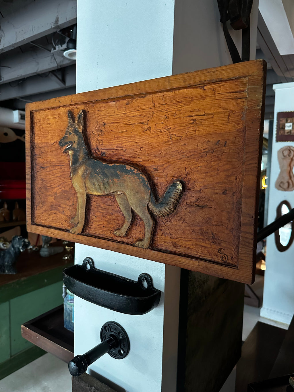 Carved Wooden German Shepherd